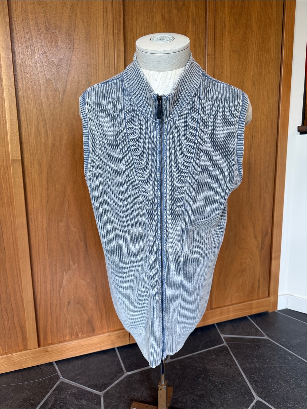 Tyler Boe Light Blue Full-Zip Knit Vest